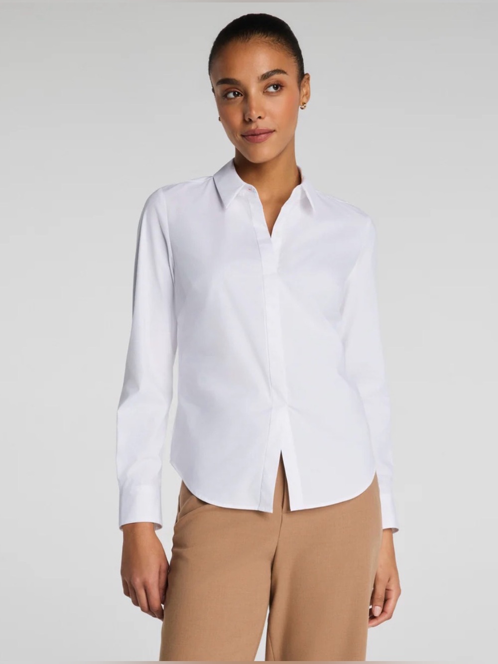 SPANX White No-Gape Tailored Button Down Shirt Supima Cotton Size Small